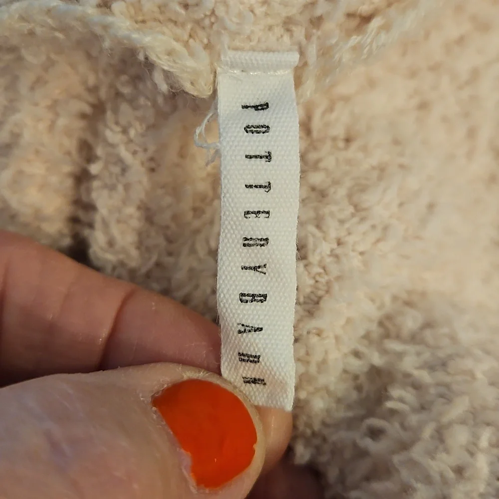 Pottery Barn | Women's Sherpa Teddy Cream Lt. Pink Pockets Loungewear Robe Sz L - Picture 10 of 10